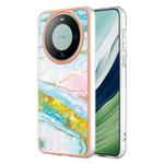 For Huawei Mate 60 Pro Electroplating Marble Dual-side IMD Phone Case(Green 004)