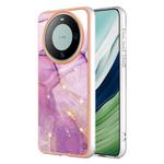 For Huawei Mate 60 Pro Electroplating Marble Dual-side IMD Phone Case(Purple 001)