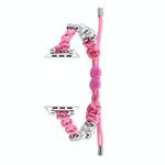 For Apple Watch Series 6 40mm Paracord Row Beads Drawstring Braided Watch Band(Pink)