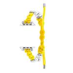 For Apple Watch Series 6 44mm Paracord Row Beads Drawstring Braided Watch Band(Yellow)