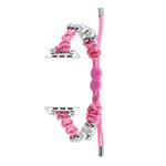 For Apple Watch Series 2 38mm Paracord Row Beads Drawstring Braided Watch Band(Pink)