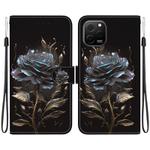 For Huawei nova Y61 / Enjoy 50z Crystal Texture Colored Drawing Leather Phone Case(Black Rose)