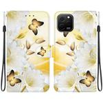 For Huawei nova Y61 / Enjoy 50z Crystal Texture Colored Drawing Leather Phone Case(Gold Butterfly Epiphyllum)