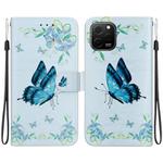For Huawei nova Y61 / Enjoy 50z Crystal Texture Colored Drawing Leather Phone Case(Blue Pansies)