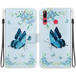 For Huawei P Smart Z / Y9 Prime Crystal Texture Colored Drawing Leather Phone Case(Blue Pansies)