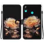 For Huawei P Smart 2019 Crystal Texture Colored Drawing Leather Phone Case(Gold Peony)