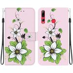 For Huawei P Smart+ 2019 Crystal Texture Colored Drawing Leather Phone Case(Lily)