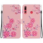 For Huawei P Smart+ 2019 Crystal Texture Colored Drawing Leather Phone Case(Cherry Blossoms)
