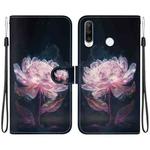 For Huawei P30 Lite / nova 4e Crystal Texture Colored Drawing Leather Phone Case(Purple Peony)