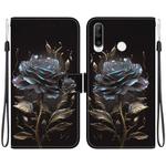 For Huawei P30 Lite / nova 4e Crystal Texture Colored Drawing Leather Phone Case(Black Rose)