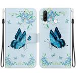 For Huawei P30 Lite / nova 4e Crystal Texture Colored Drawing Leather Phone Case(Blue Pansies)