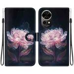 For Huawei nova 12 Crystal Texture Colored Drawing Leather Phone Case(Purple Peony)