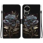 For Huawei nova 12 Crystal Texture Colored Drawing Leather Phone Case(Black Rose)