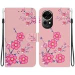 For Huawei nova 12 Crystal Texture Colored Drawing Leather Phone Case(Cherry Blossoms)