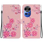 For Huawei nova 12 Pro Crystal Texture Colored Drawing Leather Phone Case(Cherry Blossoms)