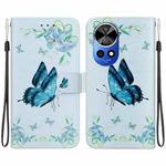 For Huawei nova 12 Pro Crystal Texture Colored Drawing Leather Phone Case(Blue Pansies)