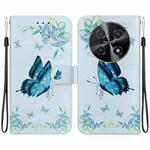 For Huawei nova 12i 4G Global Crystal Texture Colored Drawing Leather Phone Case(Blue Pansies)