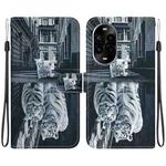 For Huawei nova 13 Pro Crystal Texture Colored Drawing Leather Phone Case(Cat Tiger Reflection)