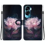 For Honor 90 Lite Crystal Texture Colored Drawing Leather Phone Case(Purple Peony)