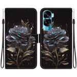 For Honor 90 Lite Crystal Texture Colored Drawing Leather Phone Case(Black Rose)