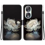 For Honor 90 Crystal Texture Colored Drawing Leather Phone Case(Crystal Peony)