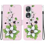 For Honor 90 Crystal Texture Colored Drawing Leather Phone Case(Lily)