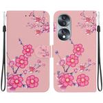 For Honor 70 Crystal Texture Colored Drawing Leather Phone Case(Cherry Blossoms)