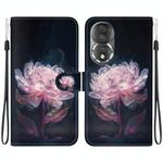 For Honor 80 Crystal Texture Colored Drawing Leather Phone Case(Purple Peony)