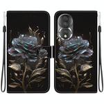 For Honor 80 Crystal Texture Colored Drawing Leather Phone Case(Black Rose)