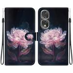 For Honor 80 Pro Crystal Texture Colored Drawing Leather Phone Case(Purple Peony)