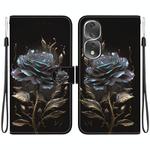 For Honor 80 Pro Crystal Texture Colored Drawing Leather Phone Case(Black Rose)