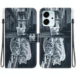 For Honor 80 SE Crystal Texture Colored Drawing Leather Phone Case(Cat Tiger Reflection)