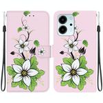 For Honor 80 SE Crystal Texture Colored Drawing Leather Phone Case(Lily)