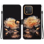 For Honor X5 Crystal Texture Colored Drawing Leather Phone Case(Gold Peony)