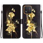 For Honor X5 Crystal Texture Colored Drawing Leather Phone Case(Gold Butterfly Rose)