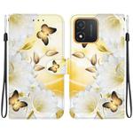 For Honor X5 Crystal Texture Colored Drawing Leather Phone Case(Gold Butterfly Epiphyllum)