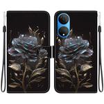 For Honor X7 Crystal Texture Colored Drawing Leather Phone Case(Black Rose)