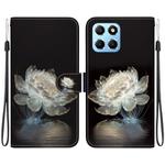 For Honor X8 5G Crystal Texture Colored Drawing Leather Phone Case(Crystal Peony)