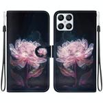 For Honor X8 Crystal Texture Colored Drawing Leather Phone Case(Purple Peony)