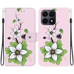 For Honor X8a Crystal Texture Colored Drawing Leather Phone Case(Lily)