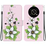 For Honor X9 5G Crystal Texture Colored Drawing Leather Phone Case(Lily)