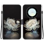 For Honor X9a Crystal Texture Colored Drawing Leather Phone Case(Crystal Peony)