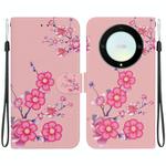 For Honor X9a Crystal Texture Colored Drawing Leather Phone Case(Cherry Blossoms)