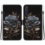 For Honor 20 / Huawei nova 5T Crystal Texture Colored Drawing Leather Phone Case(Black Rose)