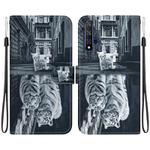 For Honor 20 / Huawei nova 5T Crystal Texture Colored Drawing Leather Phone Case(Cat Tiger Reflection)