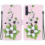 For Honor 20 / Huawei nova 5T Crystal Texture Colored Drawing Leather Phone Case(Lily)