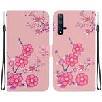 For Honor 20 / Huawei nova 5T Crystal Texture Colored Drawing Leather Phone Case(Cherry Blossoms)