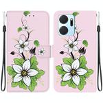 For Honor X7a Crystal Texture Colored Drawing Leather Phone Case(Lily)