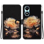 For Honor X5 Plus / Play 40C Crystal Texture Colored Drawing Leather Phone Case(Gold Peony)