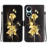 For Honor X5 Plus / Play 40C Crystal Texture Colored Drawing Leather Phone Case(Gold Butterfly Rose)